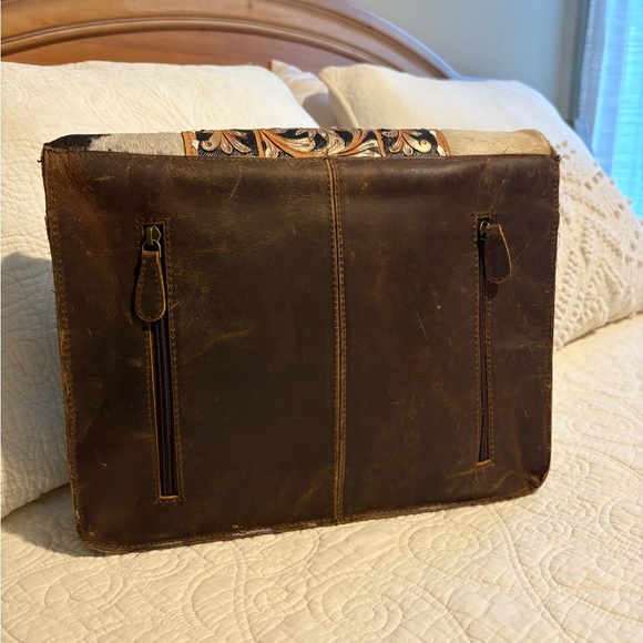 Leather Cowhide Satchel - Picture 4 of 9